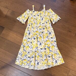 Dr. Kid Girls Floral Yellow and Blue Kids Dress Size 8